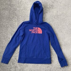 The North Face Hoodie Womens Small Blue Hooded Sweatshirt Pullover Sweater Logo